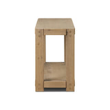 Built from thick-cut oak and veneers with an aged smoked finish, this farmhouse-inspired console table features chunky squared legs and a stretcher base for extra storage Amethyst Home provides interior design, new home construction design consulting, vintage area rugs, and lighting in the Winter Garden metro area.