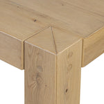 Built from thick-cut oak and veneers with an aged smoked finish, this farmhouse-inspired dining table features chunky squared legs. Seats eight comfortably Amethyst Home provides interior design, new home construction design consulting, vintage area rugs, and lighting in the Nashville metro area.