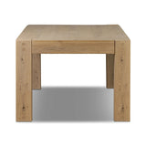 Built from thick-cut oak and veneers with an aged smoked finish, this farmhouse-inspired dining table features chunky squared legs. Seats eight comfortably Amethyst Home provides interior design, new home construction design consulting, vintage area rugs, and lighting in the Seattle metro area.