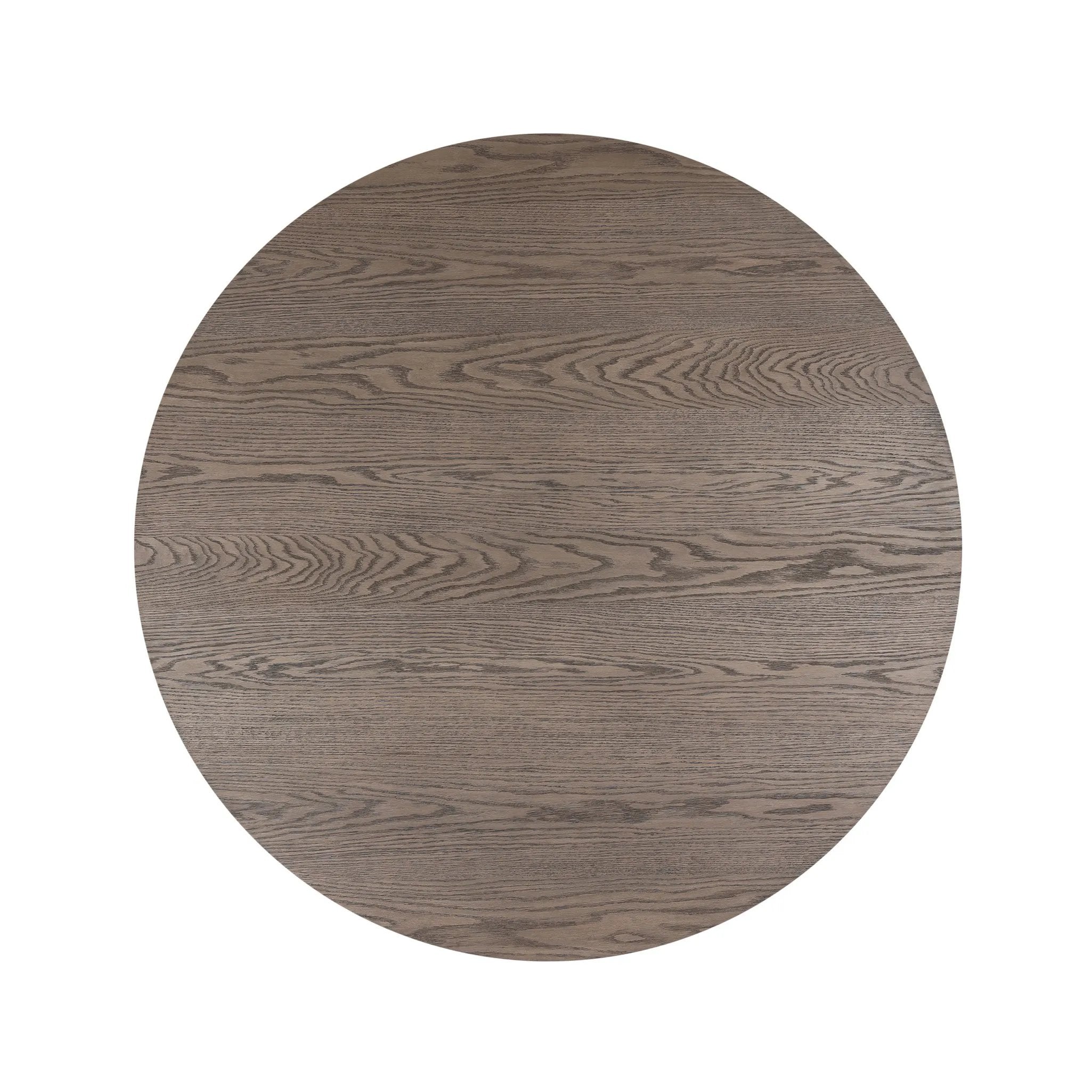 Inspired by minimalist Nordic design, a grey-finished oak dining table has a base of four plinth legs for a simple but impactful detail Amethyst Home provides interior design, new home construction design consulting, vintage area rugs, and lighting in the Monterey metro area.
