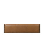 Top-grain leather and worn, solid oak fuse for a substantial, streamlined bench inspired by Nordic Minimalism Amethyst Home provides interior design, new home construction design consulting, vintage area rugs, and lighting in the Scottsdale metro area.