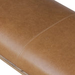 Top-grain leather and worn, solid oak fuse for a substantial, streamlined bench inspired by Nordic Minimalism Amethyst Home provides interior design, new home construction design consulting, vintage area rugs, and lighting in the Winter Garden metro area.
