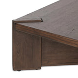 A simple shape is elevated with an X-style cradle base and pull through detailing. Made of solid oak, featuring a deep tobacco finish Amethyst Home provides interior design, new home construction design consulting, vintage area rugs, and lighting in the Salt Lake City metro area.