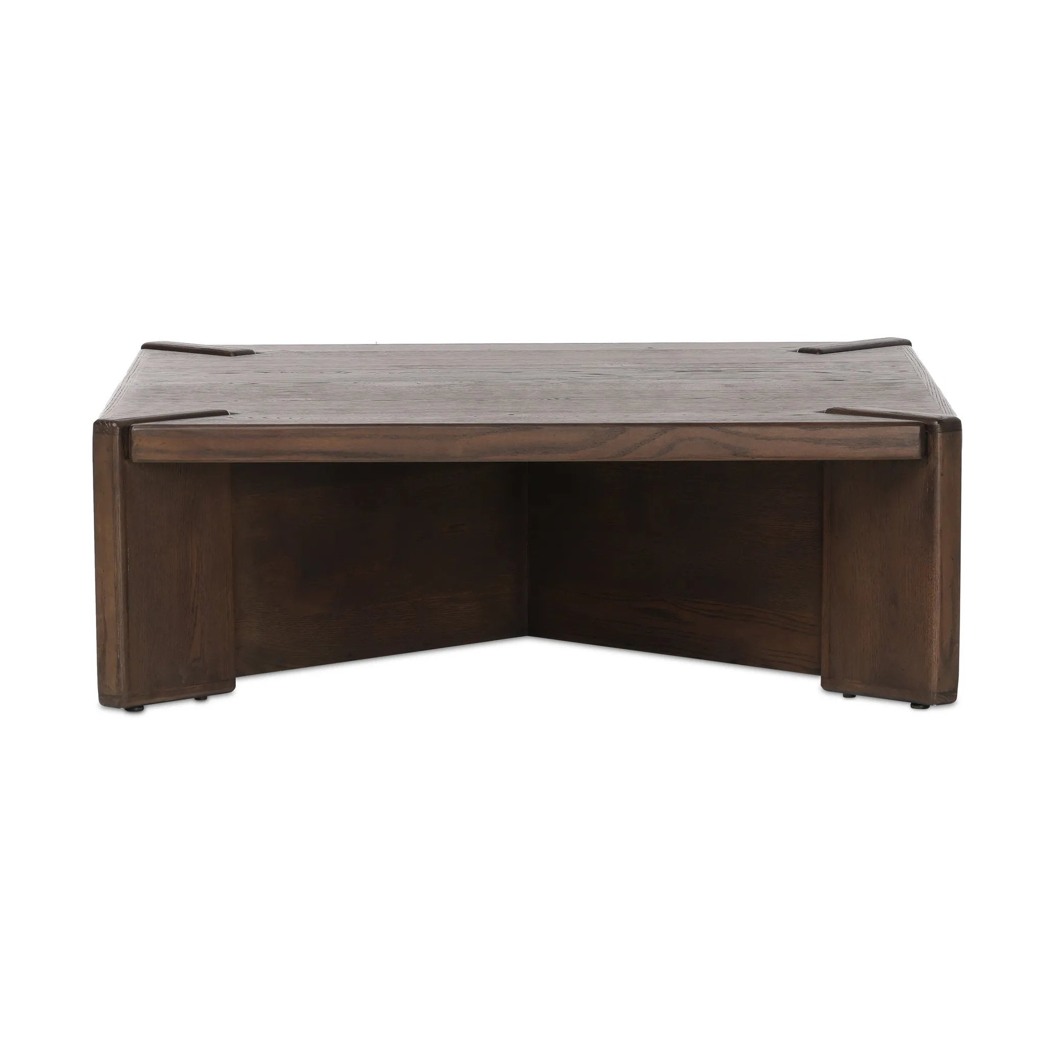 A simple shape is elevated with an X-style cradle base and pull through detailing. Made of solid oak, featuring a deep tobacco finish Amethyst Home provides interior design, new home construction design consulting, vintage area rugs, and lighting in the Tampa metro area.