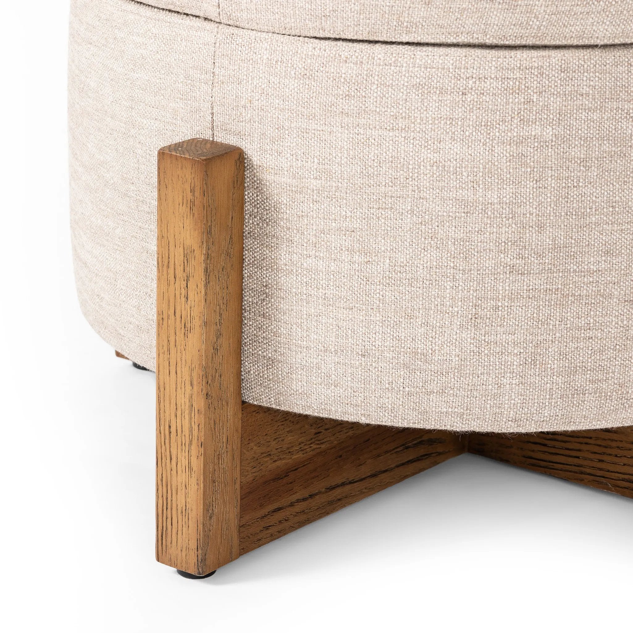 Featuring Esben Alcala Wheat Storage Ottoman by Four Hands at Amethyst Home. 25"Overall Dimensions: 25.00"w x 25.00"d x 20.00"hWeight: 32.63 lbs39"Overall Dimensions: 39.00"w x 39.00"d x 17.50"hWeight: 58.86 lbsMaterials: 70% Polyester, 20% Viscose (Rayon), 10% Flax/Linen, Solid Oak, 100% Polyester. Amethyst Home provides interior design, new home construction design consulting, vintage area rugs, and lighting in the Houston metro area.