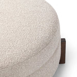 Get extra storage and an extra spot for lounging or propped feet in one. This coffee table-sized storage ottoman features a loose top to store extra blankets and more. Upholstered in a textural boucle-like performance fabric, perfect for everyday messes. Finished with an X-frame parawood base in a walnut-inspired finish. Amethyst Home provides interior design, new home construction design consulting, vintage area rugs, and lighting in the Monterey metro area.