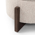 Get extra storage and an extra spot for lounging or propped feet in one. This coffee table-sized storage ottoman features a loose top to store extra blankets and more. Upholstered in a textural boucle-like performance fabric, perfect for everyday messes. Finished with an X-frame parawood base in a walnut-inspired finish. Amethyst Home provides interior design, new home construction design consulting, vintage area rugs, and lighting in the Portland metro area.