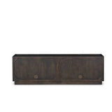 A carved geometric pattern adds a layer of visual depth to this vintage brown-finished mango media console. Rounded edges and a recessed top surface complete the look. Rear cutouts for cord management.As lovers of natural design at Amethyst, we love the optimistic inspired Essie Media Console - Vintage Brown. Amethyst Home provides interior design, new home construction design consulting, vintage area rugs, and lighting in the Seattle metro area.