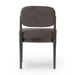 Featuring Esther Antwerp Noir Dining Chair by Four Hands at Amethyst Home. Modern materials place an updated twist on the traditional armless dining chair. Linen/cotton blend cushioning upholstered in high-performance fabric, perfect for everyday dining. Simply framed by burnt oak. Performance fabrics are specially created to withstand spills, stains, high tra. Amethyst Home provides interior design, new home construction design consulting, vintage area rugs, and lighting in the Dallas metro area.