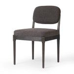 Featuring Esther Antwerp Noir Dining Chair by Four Hands at Amethyst Home. Modern materials place an updated twist on the traditional armless dining chair. Linen/cotton blend cushioning upholstered in high-performance fabric, perfect for everyday dining. Simply framed by burnt oak. Performance fabrics are specially created to withstand spills, stains, h. Amethyst Home provides interior design, new home construction design consulting, vintage area rugs, and lighting in the Winter Garden metro area.