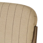 Modern materials place an updated twist on the traditional bar stool. Linen/cotton blend cushioning features a faint pinstripe for a unique-while-versatile look. Simply framed by brown oak and perfect in pairs or multiples Amethyst Home provides interior design, new home construction design consulting, vintage area rugs, and lighting in the Winter Garden metro area.
