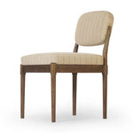 Featuring Esther Lavon Flint Dining Chair by Four Hands at Amethyst Home. Modern materials place an updated twist on the traditional armless dining chair. Linen/cotton blend cushioning features a faint pinstripe for a unique-while-versatile look. Simply framed by brown oak. Overall Dimensions: 21.25"w x 24.25"d x 33.50"h. Amethyst Home provides interior design, new home construction design consulting, vintage area rugs, and lighting in the Monterey metro area.