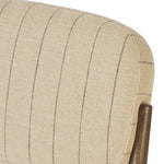 Featuring Esther Lavon Flint Dining Chair by Four Hands at Amethyst Home. Modern materials place an updated twist on the traditional armless dining chair. Linen/cotton blend cushioning features a faint pinstripe for a unique-while-versatile look. Simply framed by brown oak. Overall Dimensions: 21.25"w x 24.25"d x 33.50"h. Amethyst Home provides interior design, new home construction design consulting, vintage area rugs, and lighting in the San Diego metro area.