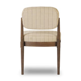 Featuring Esther Lavon Flint Dining Chair by Four Hands at Amethyst Home. Modern materials place an updated twist on the traditional armless dining chair. Linen/cotton blend cushioning features a faint pinstripe for a unique-while-versatile look. Simply framed by brown oak. Overall Dimensions: 21.25"w x 24.25"d x 33.50"h. Amethyst Home provides interior design, new home construction design consulting, vintage area rugs, and lighting in the Tampa metro area.