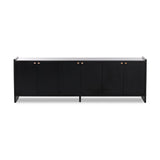 Featuring Etro Black Wash Poplar Media Console by Four Hands at Amethyst Home. Inspired by retro European design, a character-rich media console is made from black-finished poplar, with mortise and tenon joinery spanning its sides. Door pulls of top-grain leather add a textural finishing touch, while three rear cutouts keep cords out of sight.Overall Dimens. Amethyst Home provides interior design, new home construction design consulting, vintage area rugs, and lighting in the Park City metro area.