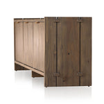 Featuring Etro Tawny Pine Media Console by Four Hands at Amethyst Home. Inspired by retro European design, a character-rich media console is made from solid pine, with mortise and tenon joinery spanning its sides. Door pulls of top-grain leather add a textural finishing touch, while three rear cutouts keep cords out of sight.Overall Dimensions: 78.00"w x 18. Amethyst Home provides interior design, new home construction design consulting, vintage area rugs, and lighting in the Nashville metro area.