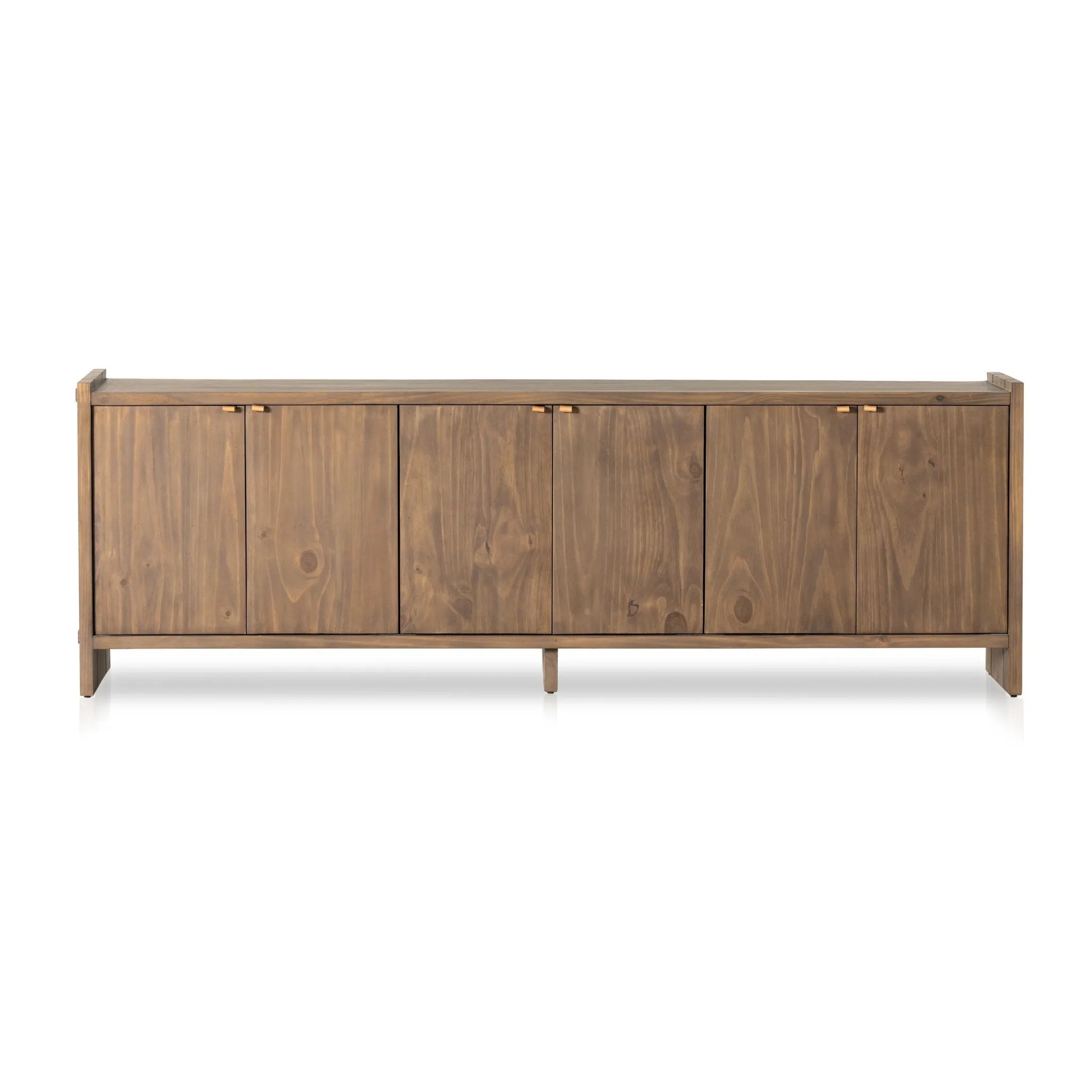 Featuring Etro Tawny Pine Media Console by Four Hands at Amethyst Home. Inspired by retro European design, a character-rich media console is made from solid pine, with mortise and tenon joinery spanning its sides. Door pulls of top-grain leather add a textural finishing touch, while three rear cutouts keep cords out of sight.Overall Dimensions: 78.00"w x 18. Amethyst Home provides interior design, new home construction design consulting, vintage area rugs, and lighting in the Park City metro area.
