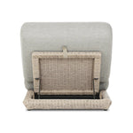 Play with contrast — in shape, material and proportion. Generous, sink-in cushioning sits atop a small, tapered woven plinth base, with structured upholstery with heavy texture inviting a comfortable sit on this outdoor chaise. Cover or store indoors during inclement weather and when not in use. Amethyst Home provides interior design, new home construction design consulting, vintage area rugs, and lighting in the Winter Garden metro area.