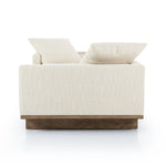 Classic goes contemporary. A cocoa-finished parawood base supports low, deep seating of performance-grade upholstery in an invitingly neutral taupe. Designed with track arms on both ends for a clean touch. Amethyst Home provides interior design, new home construction design consulting, vintage area rugs, and lighting in the Laguna Beach metro area.