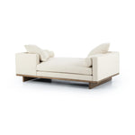 Classic goes contemporary. A cocoa-finished parawood base supports low, deep seating of performance-grade upholstery in an invitingly neutral taupe. Designed with track arms on both ends for a clean touch. Amethyst Home provides interior design, new home construction design consulting, vintage area rugs, and lighting in the Seattle metro area.