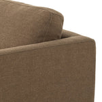 Classic goes contemporary. A brown-finished parawood base supports low, deep seating of high-performance fabric, with track arms for a clean touch.As fans of clean design at Amethyst, we love the warm modern inspired Everly Sofa - Antwerp Cafe. This item pairs well with other brands such as Four Hands and is perfect for minimalist homes Amethyst Home provides interior design, new home construction design consulting, vintage area rugs, and lighting in the Kansas City metro area.