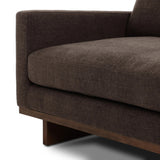 Classic goes contemporary. A brown-finished parawood base supports low, deep seating of high-performance fabric, with track arms for a clean touch.As enthusiasts of natural aesthetics at Amethyst, we love the warm modern inspired Everly Sofa - Landale Charcoal. This item pairs well with other brands such as Ethnicraft and is perfect for loft homes Amethyst Home provides interior design, new home construction design consulting, vintage area rugs, and lighting in the Newport Beach metro area.