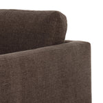 Classic goes contemporary. A brown-finished parawood base supports low, deep seating of high-performance fabric, with track arms for a clean touch.As enthusiasts of natural aesthetics at Amethyst, we love the warm modern inspired Everly Sofa - Landale Charcoal. This item pairs well with other brands such as Ethnicraft and is perfect for loft homes Amethyst Home provides interior design, new home construction design consulting, vintage area rugs, and lighting in the Park City metro area.