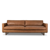 Classic goes contemporary. A brown-finished wood base supports low, deep seating of high-top-grain leather, with track arms for a clean touch.As fans of organic modern style at Amethyst, we love the nature inspired Everly Sofa - Sonoma Chestnut. This item pairs well with other brands such as Visual Comfort and is perfect for modern homes Amethyst Home provides interior design, new home construction design consulting, vintage area rugs, and lighting in the Scottsdale metro area.