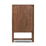 Made from solid oak and finished in a rich cocoa, tall cabinetry is carved with a unique grid-like pattern, for an organic look and textural touch. Interior shelving made from solid mango brings bonus storage to any room. Subtle variations in natural wood graining to be expected Amethyst Home provides interior design, new home construction design consulting, vintage area rugs, and lighting in the Austin metro area.