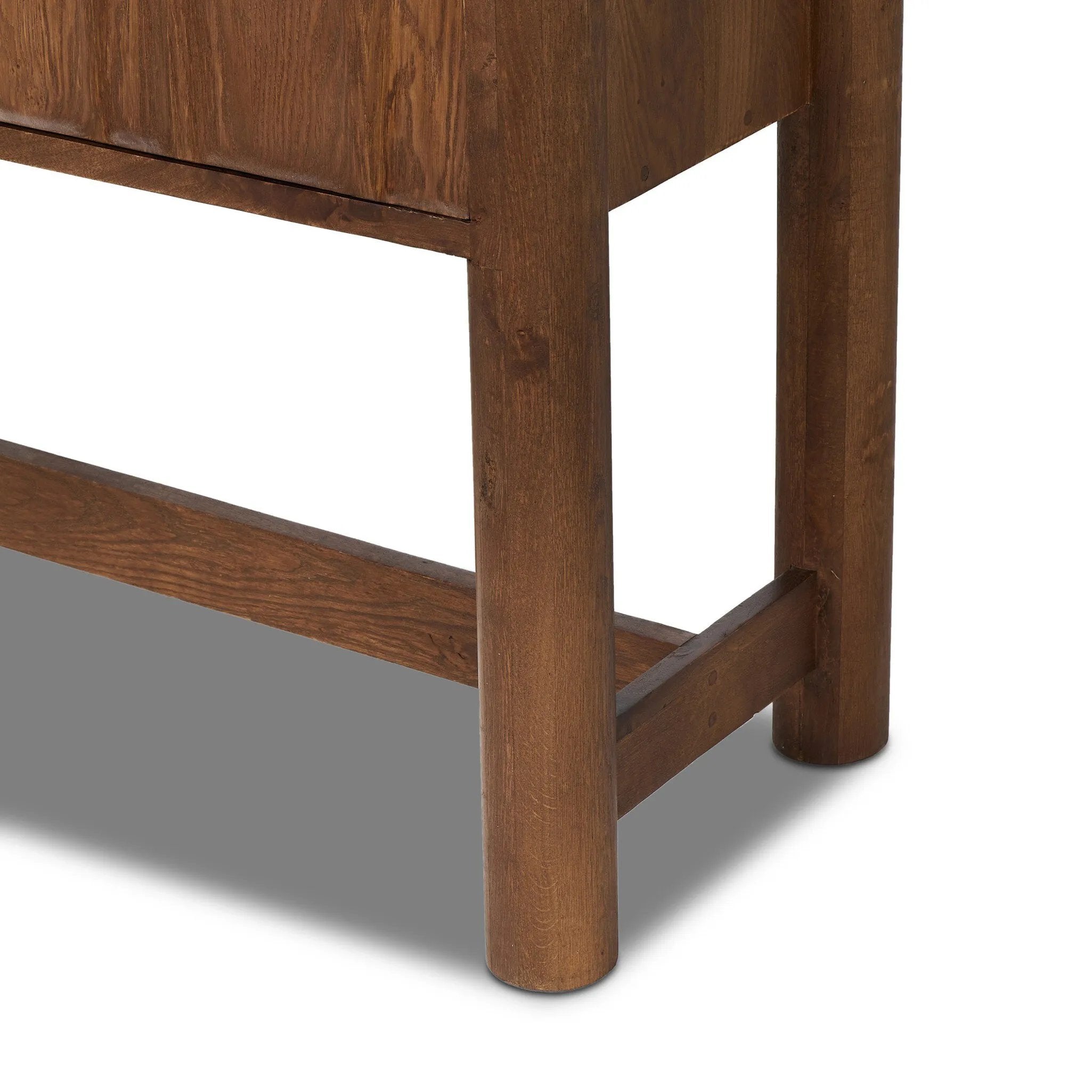 Made from solid oak and finished in a rich cocoa, tall cabinetry is carved with a unique grid-like pattern, for an organic look and textural touch. Interior shelving made from solid mango brings bonus storage to any room. Subtle variations in natural wood graining to be expected Amethyst Home provides interior design, new home construction design consulting, vintage area rugs, and lighting in the Tampa metro area.