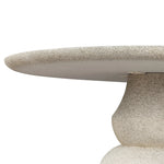 This outdoor dining table brings a fresh take to the classic pedestal silhouette. Shaped in an aged concrete that has lots of character and depth for an authentically weathered look. Cover or store inside during inclement weather and when not in use. Amethyst Home provides interior design, new home construction design consulting, vintage area rugs, and lighting in the Park City metro area.