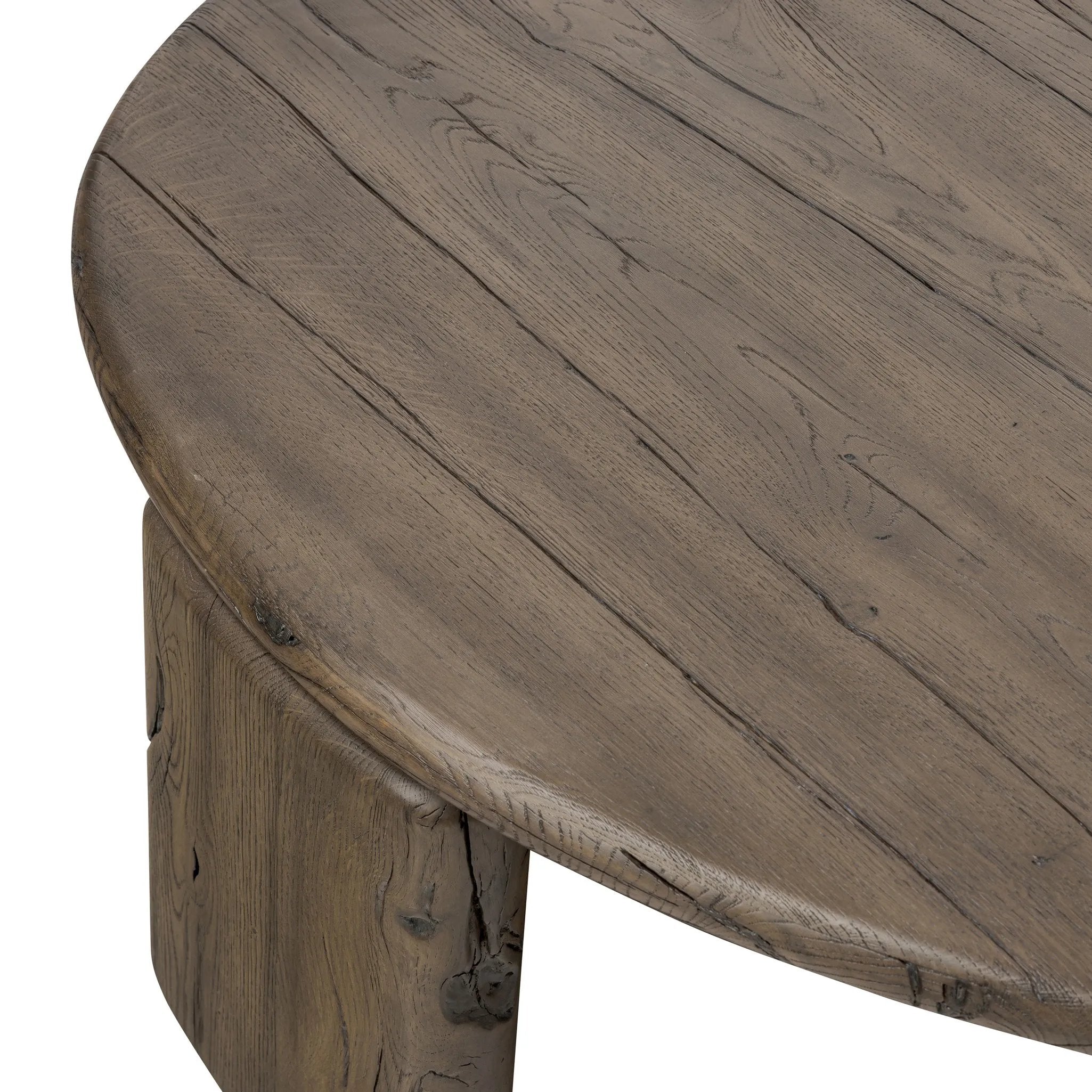 A organically shapely coffee table made from solid reclaimed French oak. Designed in partnership with longtime Four Hands collaborator Thomas Bina and Brazilian designer Ronald Sasson Amethyst Home provides interior design, new home construction design consulting, vintage area rugs, and lighting in the Charlotte metro area.