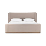 A transitional style to complement your collection, sheltered head and footboards shape a soft, contour-inspired silhouette, grounded by a plinth ash base. With clean lines and all-around cushioning, this upholstered bed brings an inviting look to the bedroom Amethyst Home provides interior design, new home construction design consulting, vintage area rugs, and lighting in the Calabasas metro area.