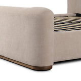 A transitional style to complement your collection, sheltered head and footboards shape a soft, contour-inspired silhouette, grounded by a plinth ash base. With clean lines and all-around cushioning, this upholstered bed brings an inviting look to the bedroom Amethyst Home provides interior design, new home construction design consulting, vintage area rugs, and lighting in the Nashville metro area.