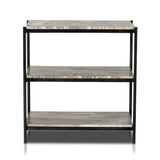 Add a pop of sophistication to any space. Naturally variegated marble hues offer three refreshing tiers of smooth shelving for plenty of space, while hammered grey-finished iron framing places a feminine, high-contrast spin on bedside storage Amethyst Home provides interior design, new home construction design consulting, vintage area rugs, and lighting in the Park City metro area.