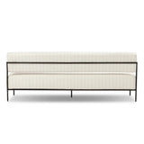 A slim take on a timeless silhouette. Hammered iron frames a squared seat and bolster back upholstered in striped, neutral fabric. Cover or store inside during inclement weather and when not in use.As enthusiasts of modern design at Amethyst, we love the nature inspired Fenn Outdoor Sofa-78" - Amalfi Natural. Amethyst Home provides interior design, new home construction design consulting, vintage area rugs, and lighting in the Charlotte metro area.