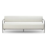 A slim take on a timeless silhouette. Hammered iron frames a squared seat and bolster back upholstered in striped, neutral fabric. Cover or store inside during inclement weather and when not in use.As enthusiasts of modern design at Amethyst, we love the nature inspired Fenn Outdoor Sofa-78" - Amalfi Natural. Amethyst Home provides interior design, new home construction design consulting, vintage area rugs, and lighting in the Kansas City metro area.