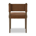 Mixed materials at their finest. Brown parawood forms a slight, simple frame for squared seating of neutral performance-grade upholstery. Charcoal top-grain leather backing takes this modern-minded dining chair to the next level Amethyst Home provides interior design, new home construction design consulting, vintage area rugs, and lighting in the Nashville metro area.