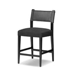 Featuring Ferris Gibson Black Bar + Counter Stool by Four Hands at Amethyst Home. Perfectly sized for the counter, black-finished parawood frames squared seating of high-performance fabric, with black top-grain leather backing. Performance fabrics are specially created to withstand spills, stains, high traffic and wear, ensuring long-term comfort and unmatc. Amethyst Home provides interior design, new home construction design consulting, vintage area rugs, and lighting in the Calabasas metro area.