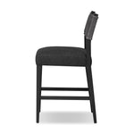 Featuring Ferris Gibson Black Bar + Counter Stool by Four Hands at Amethyst Home. Perfectly sized for the counter, black-finished parawood frames squared seating of high-performance fabric, with black top-grain leather backing. Performance fabrics are specially created to withstand spills, stains, high traffic and wear, ensuring long-term comfort and unm. Amethyst Home provides interior design, new home construction design consulting, vintage area rugs, and lighting in the Laguna Beach metro area.