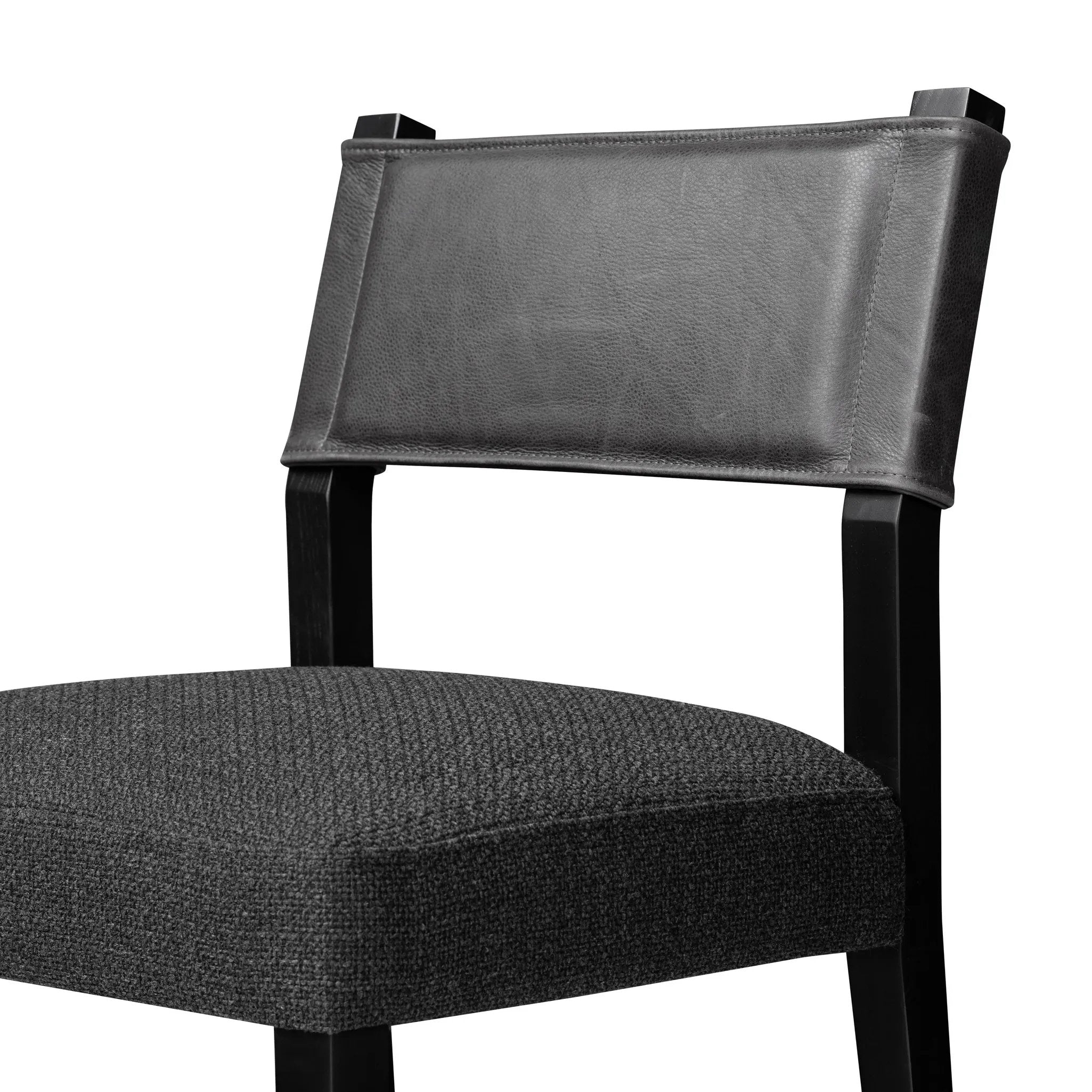 Featuring Ferris Gibson Black Bar + Counter Stool by Four Hands at Amethyst Home. Perfectly sized for the counter, black-finished parawood frames squared seating of high-performance fabric, with black top-grain leather backing. Performance fabrics are specially created to withstand spills, stains, high traffic and wear, ensuring long-term comfort and unmatch. Amethyst Home provides interior design, new home construction design consulting, vintage area rugs, and lighting in the Monterey metro area.
