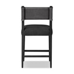 Featuring Ferris Gibson Black Bar + Counter Stool by Four Hands at Amethyst Home. Perfectly sized for the counter, black-finished parawood frames squared seating of high-performance fabric, with black top-grain leather backing. Performance fabrics are specially created to withstand spills, stains, high traffic and wear, ensuring long-term comfort and un. Amethyst Home provides interior design, new home construction design consulting, vintage area rugs, and lighting in the Newport Beach metro area.