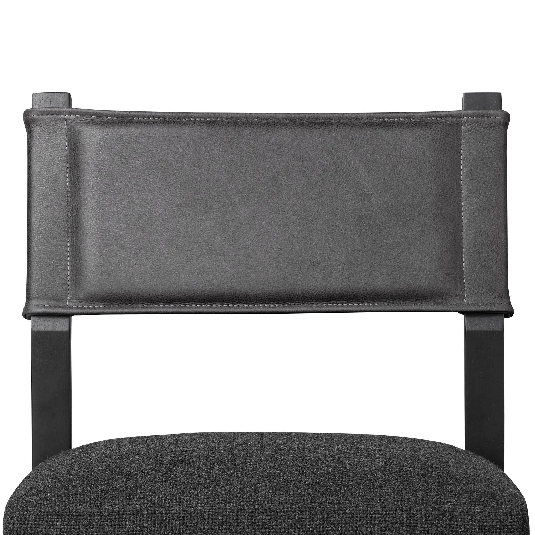 Featuring Ferris Gibson Black Bar + Counter Stool by Four Hands at Amethyst Home. Perfectly sized for the counter, black-finished parawood frames squared seating of high-performance fabric, with black top-grain leather backing. Performance fabrics are specially created to withstand spills, stains, high traffic and wear, ensuring long-term comfort and unmatche. Amethyst Home provides interior design, new home construction design consulting, vintage area rugs, and lighting in the Seattle metro area.
