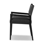 Mixed materials at their finest. Black parawood frames squared seating of high-performance fabric. A top-grain leather back readies this modern-minded armchair for the head of the table. Performance fabrics are specially created to withstand spills, stains, high traffic and wear, ensuring long-term comfort and unmatched durability Amethyst Home provides interior design, new home construction design consulting, vintage area rugs, and lighting in the Kansas City metro area.
