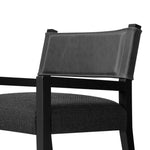 Mixed materials at their finest. Black parawood frames squared seating of high-performance fabric. A top-grain leather back readies this modern-minded armchair for the head of the table. Performance fabrics are specially created to withstand spills, stains, high traffic and wear, ensuring long-term comfort and unmatched durability Amethyst Home provides interior design, new home construction design consulting, vintage area rugs, and lighting in the Park City metro area.
