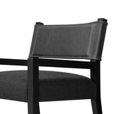 Mixed materials at their finest. Black parawood frames squared seating of high-performance fabric. A top-grain leather back readies this modern-minded armchair for the head of the table. Performance fabrics are specially created to withstand spills, stains, high traffic and wear, ensuring long-term comfort and unmatched durability Amethyst Home provides interior design, new home construction design consulting, vintage area rugs, and lighting in the Park City metro area.