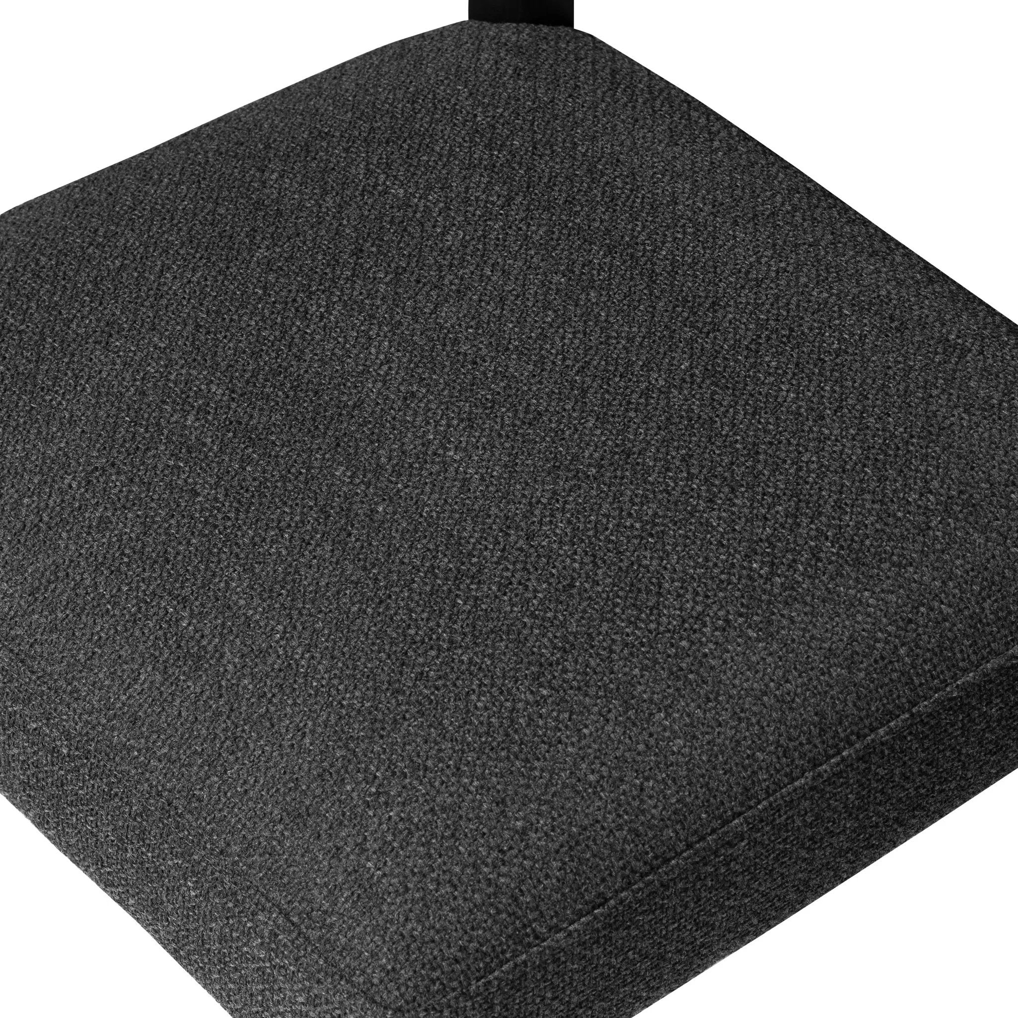 Mixed materials at their finest. Black ash forms a slight, simple frame for squared seating of neutral performance-grade upholstery. Black top-grain leather backing takes this modern-minded dining chair to the next level Amethyst Home provides interior design, new home construction design consulting, vintage area rugs, and lighting in the Los Angeles metro area.