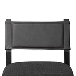 Mixed materials at their finest. Black ash forms a slight, simple frame for squared seating of neutral performance-grade upholstery. Black top-grain leather backing takes this modern-minded dining chair to the next level Amethyst Home provides interior design, new home construction design consulting, vintage area rugs, and lighting in the Salt Lake City metro area.
