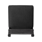 Mixed materials at their finest. Black ash forms a slight, simple frame for squared seating of neutral performance-grade upholstery. Black top-grain leather backing takes this modern-minded dining chair to the next level Amethyst Home provides interior design, new home construction design consulting, vintage area rugs, and lighting in the Tampa metro area.