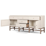 Featuring Fiona Russet Mahogany Sideboard by Four Hands at Amethyst Home. Overall Dimensions: 78.00"w x 18.00"d x 34.50"hWeight : 197.75 lbsMaterials: Solid Mahogany, Iron, Sugar Palm. Amethyst Home provides interior design, new home construction design consulting, vintage area rugs, and lighting in the Miami metro area.